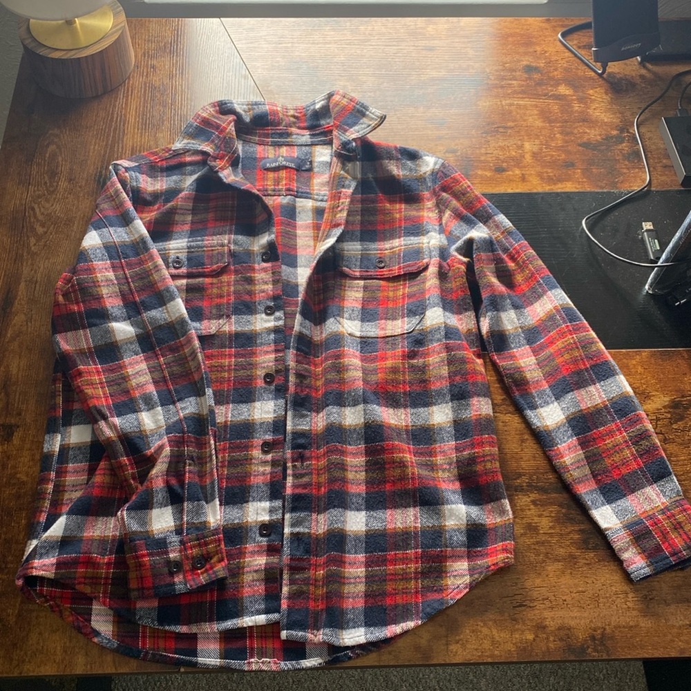 Rainforest Flannel Button Down, Multicolor Plaid, Men’s Small